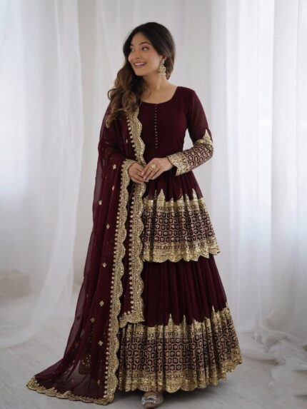 Presenting New Designer Embroidery design Top pent with dupatta set