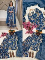 Presenting New Designer Trending floral Digital print kurti sharara with dupatta set - Image 3