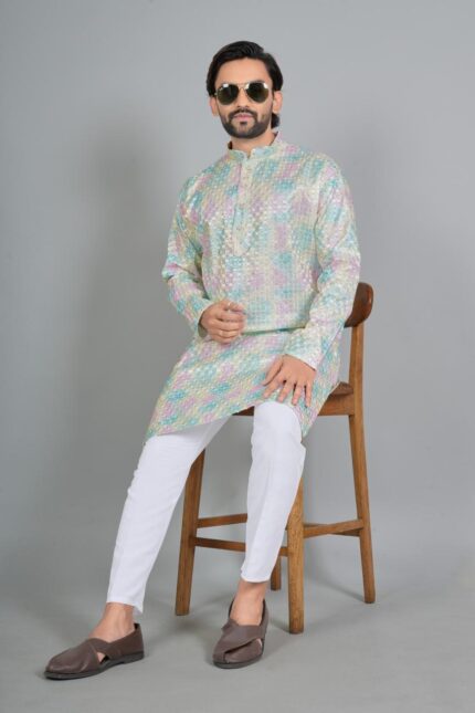 Presenting New Designer Trending printed Kurta pajama set for men wear