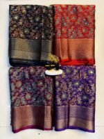 Presenting New Designer Printed Ajrakh mirror work Saree collection - Image 11