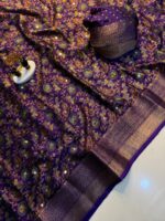 Presenting New Designer Printed Ajrakh mirror work Saree collection - Image 5
