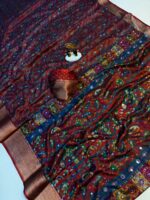 Presenting New Designer Printed Ajrakh mirror work Saree collection