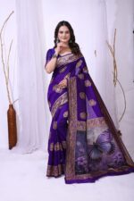 Presenting New Designer Peacock and Butterfly print Beautiful saree collection - Image 4