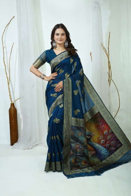 Presenting New Designer Peacock and Butterfly print Beautiful saree collection