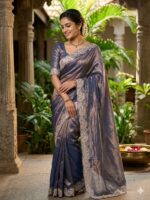 Presenting New Designer satin saree with embroidery blouse saree collection - Image 4