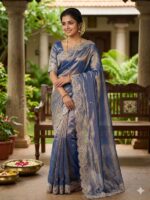 Presenting New Designer satin saree with embroidery blouse saree collection - Image 5