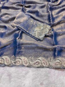 Presenting New Designer satin saree with embroidery blouse saree collection - Image 10