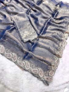 Presenting New Designer satin saree with embroidery blouse saree collection - Image 9