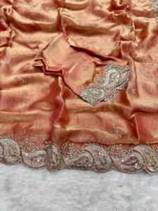 Presenting New Designer satin saree with embroidery blouse saree collection - Image 7