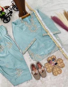 Launching New Designer kids party wear look Top Farsi Plazzo with dupatta set - Image 8