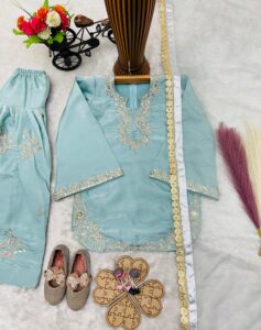 Launching New Designer kids party wear look Top Farsi Plazzo with dupatta set - Image 9