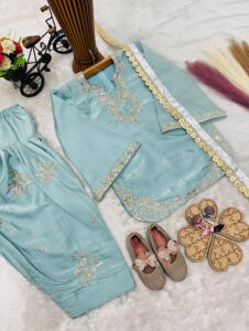 Launching New Designer kids party wear look Top Farsi Plazzo with dupatta set - Image 6
