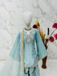 Launching New Designer kids party wear look Top Farsi Plazzo with dupatta set - Image 10