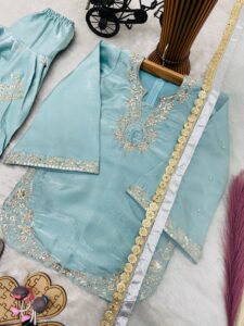 Launching New Designer kids party wear look Top Farsi Plazzo with dupatta set - Image 7
