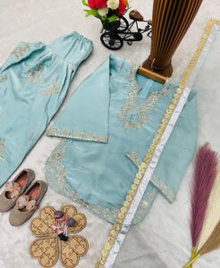 Launching New Designer kids party wear look Top Farsi Plazzo with dupatta set - Image 12