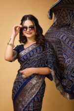 Presenting New Designer Trending printed Dola Silk saree collection - Image 9