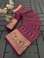 Presenting New Designer Trending printed Dola Silk saree collection - Image 19