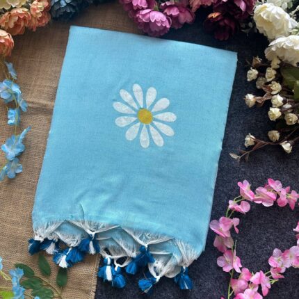 Presenting New Designer beautiful khadi cotton sunflower print saree collection