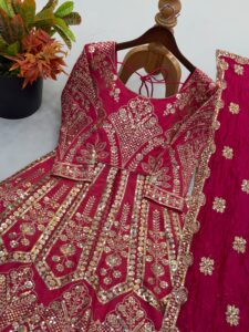 Presenting New Designer Heavy Embroidery work Lahenga choli collection - Image 7